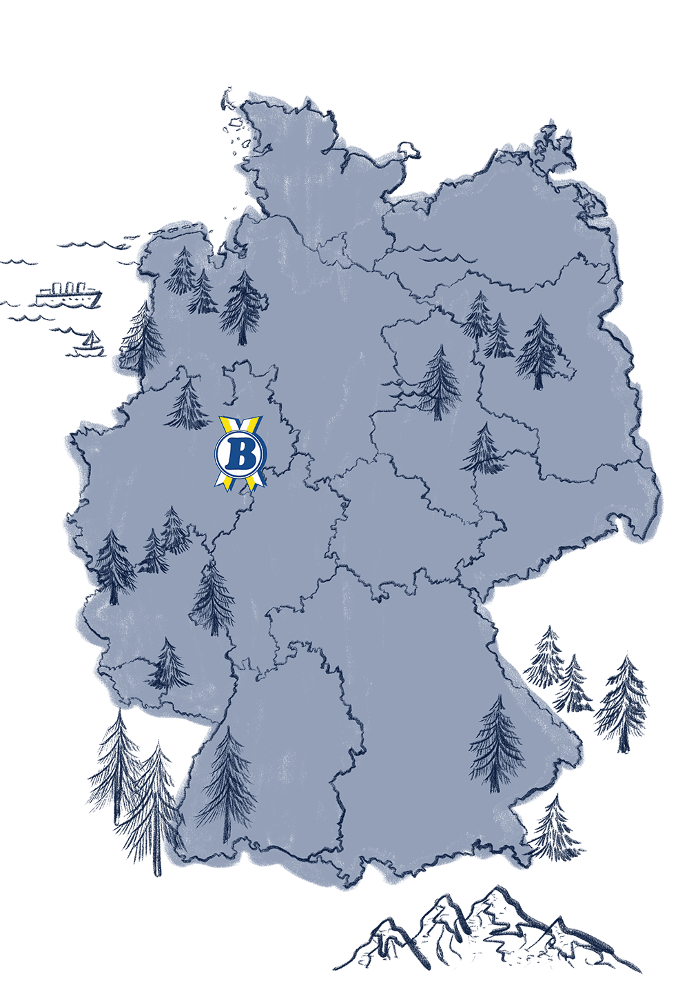 Deutschlandkarte mit Borgmeier Logo